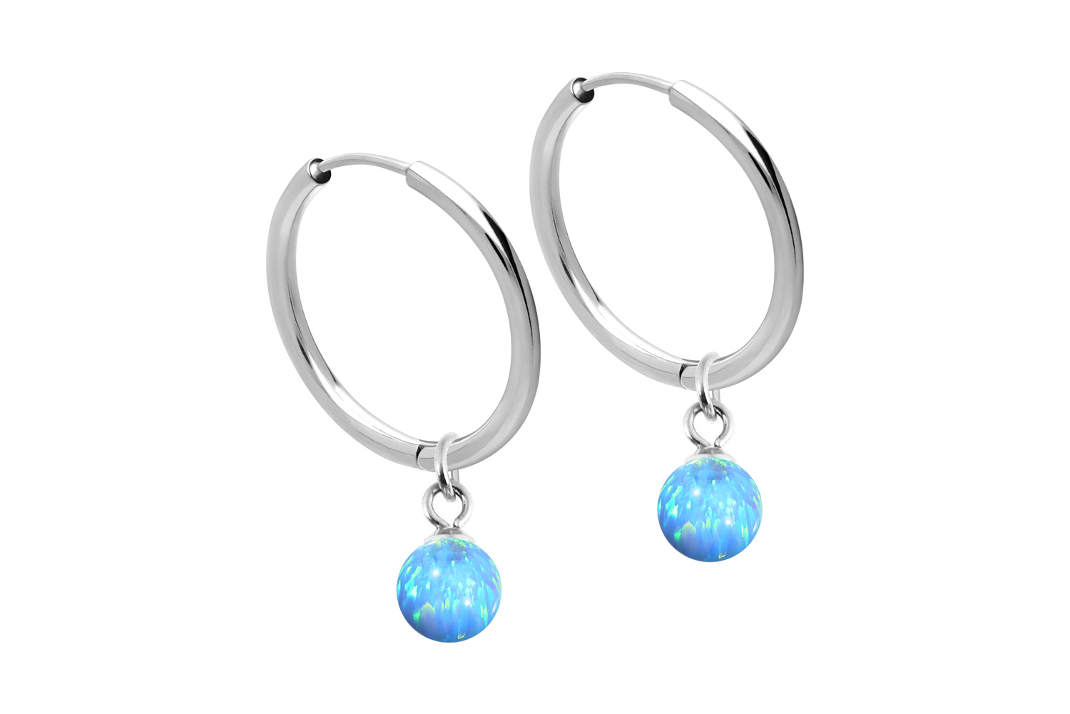 Chirurgenstahl Ohrclicker Creolen SYNTHETISCHER OPAL von Piercingline